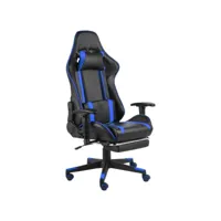chaise de bureau pivotante avec repose-pied chaise gamer  fauteuil de bureau bleu pvc meuble pro frco18036