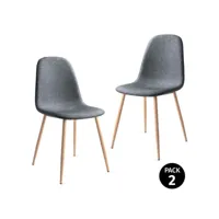 mc haus · elva gris anthracite x2 · lot de 2 chaises design nordique pour salle à manger, mesures 46x43x86 cm