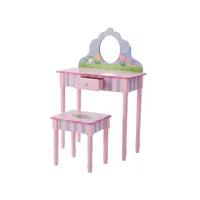 coiffeuse enfant avec tabouret miroir meuble en bois fille rose fantasy fields teamson td-13245a