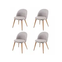 4x chaise de salle à manger hwc-d53, fauteuil, style rétro années 50, en tissu ~ gris clair