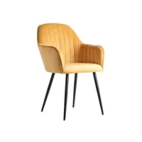 chaise en chenille, de couleur moutarde, 54x61x85 cm