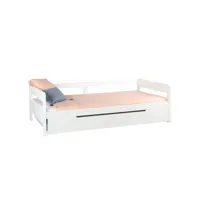lit gigogne avec lit tiroir mdf blanc 90x200 cm mu04367-b