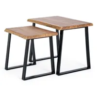 table d'appoint rectangle en acacia naturel amaly - lot de 2