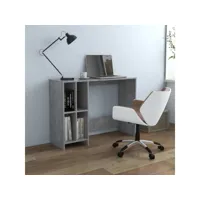 bureau d'ordinateur  bureau informatique portable gris béton 102,5x35x75cm aggloméré meuble pro frco21801