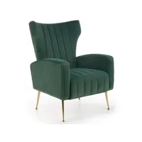 fauteuil lounge vert avec accoudoirs et pieds dorés en métal aenor 379