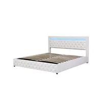 lit adulte lit coffre lit rembourré lit double 180 x 200 cm avecespace de rangement et éclairage led blanc