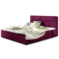 lit double velours prune tête de lit capitonnée lenzo - 4 tailles-couchage 180x200 cm