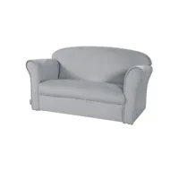 roba canapé enfant lil sofa avec accoudoirs - recouvert de velours - gris