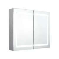 armoire de salle de bain à miroir led gris béton 80x12x68