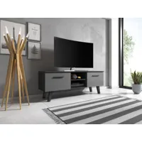 meuble banc tv - 140 cm - noir / graphite - style scandinave nord