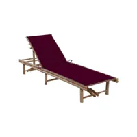 transat chaise longue bain de soleil lit de jardin terrasse meuble d'extérieur avec coussin bambou helloshop26 02_0012289
