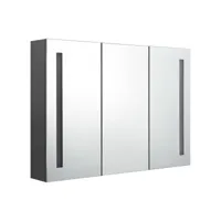 armoire de salle de bain à miroir led 89x14x62 cm gris