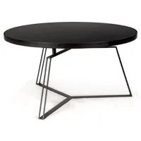 table basse ronde en verre et pieds en acier noir zira l 70 cm