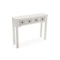 versa safira meuble d'entrée étroit pour entrée ou couloir, table console, avec 4 tiroirs, dimensions (h x l x l) 79 x 25 x 97 cm, bois, couleur: blanc et marron 21601030