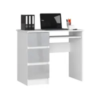 mir - bureau informatique style moderne - 90x77x50 - 3 tiroirs spacieux - gris