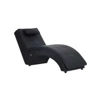 fauteuil scandinave chaise longue de massage avec oreiller charge 110 kg noir similicuir ,145x54x72cm