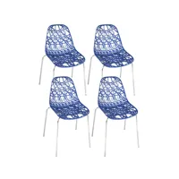 lot de 4 chaises de cuisine nid d'abeille iko (bleu)