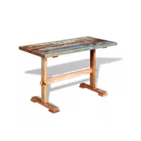 table de salon salle à manger dîner design sur pied bois de récupération massif 120 cm helloshop26 0902272