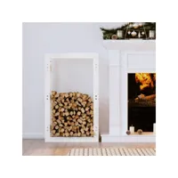 support pour bois de chauffage porte-bûches - abri de stockage pour jardin - blanc 60x25x100 cm bois de pin meuble pro frco76436