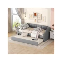 lit adulte 90 x 200 190 cm lit de jour simple rembourré avec lit à roulettes gris