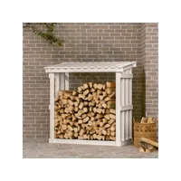 support pour bois de chauffage porte-bûches - abri de stockage pour jardin - blanc 108x64,5x109cm bois de pin meuble pro frco78811