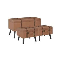banquette pouf tabouret meuble tabourets de rangement 3 pcs marron synthétique helloshop26 3002180