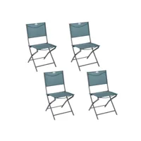 lot de 2 chaises de jardin pliable modula - bleu canard et gris graphite