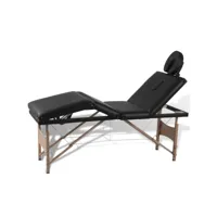 table pliable de massage noir 4 zones lit de massage  table de soin avec cadre en bois meuble pro frco61418