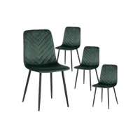 fency - lot de 4 chaises vert foncé surpiqures triangle