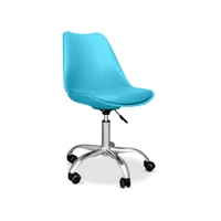 chaise de bureau à roulettes - chaise de bureau pivotante - tulip bleu clair
