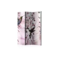 paravent 3 volets - flying hummingbirds (pink) [room dividers] a1-paraventtc0828