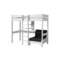 sleepy - lit mezzanine blanc 90x200cm échelle centrale bureau et fauteuil