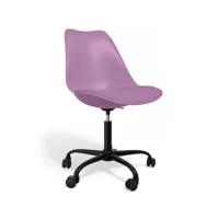 chaise de bureau avec roulettes - chaise de bureau pivotante - structure noire tulip violet pastel