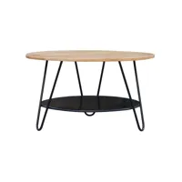table basse ronde bois manguier massif et métal noir d80 cm priya