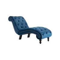 fauteuil scandinave chaise longue charge 110 kg bleu velours ,145x52x77cm