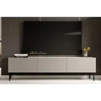 bobochic meuble tv 200 cm kasha pieds noir beige
