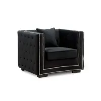 kuba - fauteuil capitonné chesterfield en velours noir