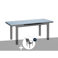 table à manger d'extérieur extensible en aluminium gris  ibiza anthracite avec 12 fauteuils - jardiline