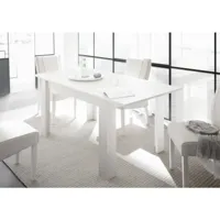 table à manger, table de repas extensible en bois mdf coloris blanc - longueur 137-185 x hauteur 79 x profondeur 90 cm