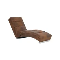 fauteuil scandinave chaise longue de massage charge 110 kg marron similicuir daim ,155x51x71cm