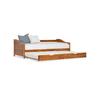 lit adulte  cadre de lit  facile à monter pour adultes, adolescents, enfants extensible marron miel bois de pin 90x200 cm ves461417