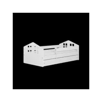 lit kacper blanc avec tiroir avec matelas en latex 160-80