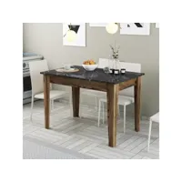table de salle à manger avec rangement fiorita l110cm bois et noir effet marbre