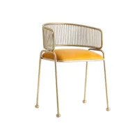 chaise avec accoudoirs art déco métal doré et velours jaune et métal doré zug - lot de 2
