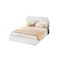 lit coffre lit double 160 x 200 cm avec tête de lit réglable en hauteur blanc
