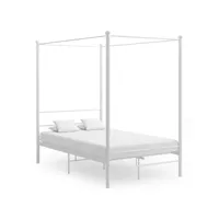 lit à baldaquin blanc métal 120x200 cm