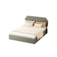 lit coffre lit double 160 x 200 cm avec tête de lit réglable en hauteur gris