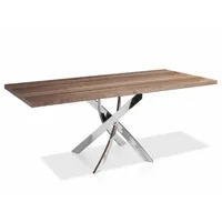 table rectangulaire bois noyer et acier chromé gala-dimensions l 180 x p 95 x h 75 cm