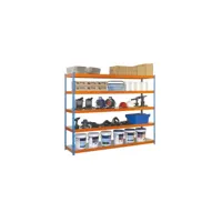 simonrack - etagère de rangement 2000x1800x450mm bleu/orange/ bois charge 400 kg - kit ecoforte 1804-5