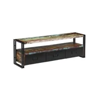 meuble tv  banc tv armoire de rangement bois de récupération massif 120 x 30 x 40 cm meuble pro frco70341